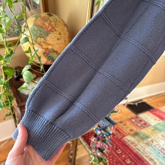 Vintage Izod Slate Blue Square Knit Sweater Large 90s Y2K Grandpa - Picture 4 of 8